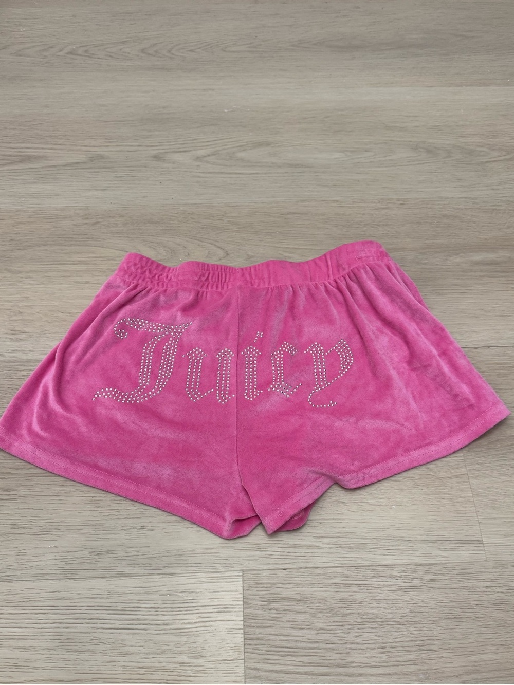 Juicy Couture Hot Pink Velour Rhinestone Logo Shorts